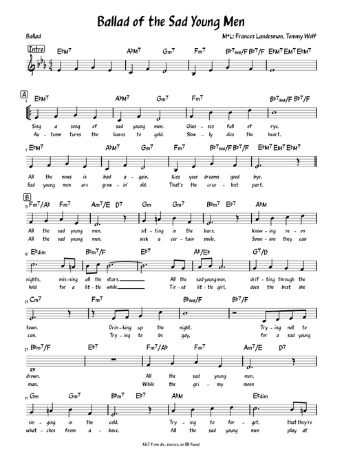 Ballad of the sad young men – Jazz Standard Ballad of the Sad Young Men