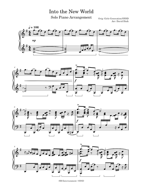 Girls' Generation (SNSD) 소녀시대 - Into The New World [piano arr.]