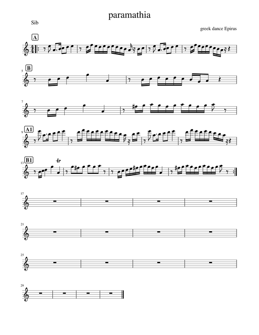 paramathia greek dance epirus Sheet music for Saxophone tenor (Solo)