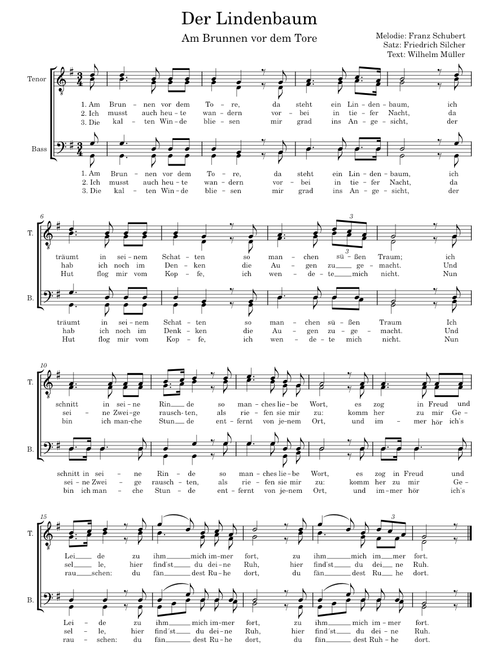 Der Lindenbaum (Am Brunnen vor dem Tore) – Franz Schubert Schubert Silcher Am Brunnen vor dem Tore transponiert voller Text