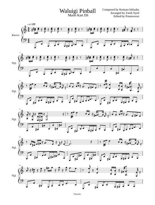 Waluigi Pinball [Piano Part]