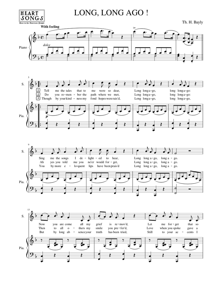 トップス sheet music graphics long cutsew LONG, LONG AGO ! Sheet Music for Piano, Soprano (Piano-Voice