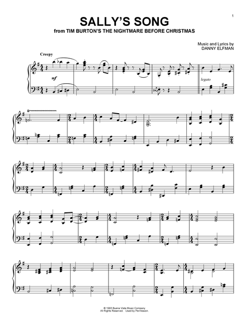 Sally's Song (from The Nightmare Before Christmas) - Danny Elfman (Piano Solo)