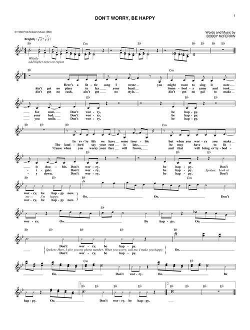 Don't Worry, Be Happy - Bobby McFerrin (Lead Sheet - Fake Book)