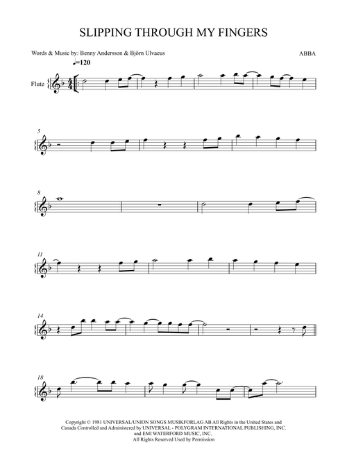 Slipping Through My Fingers (Arr. Karen Gueiros) - ABBA (Flute Solo)