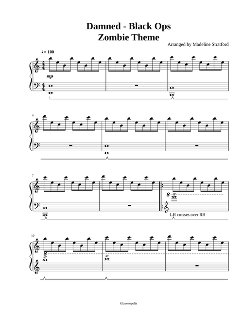 Damned Black Ops Zombie Theme for Piano
