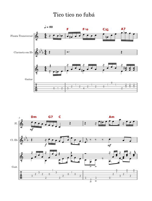 Tico-Tico no Fubá – Zequinha de Abreu Tico tico no fubá flauta clarinete violão