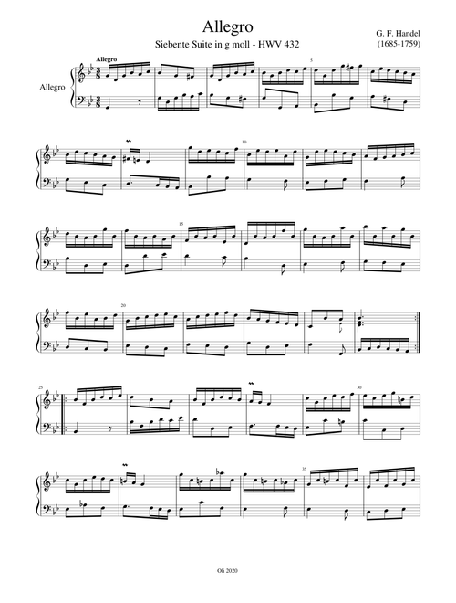 Handel Allegro Siebente Suite in g moll - HWV 432