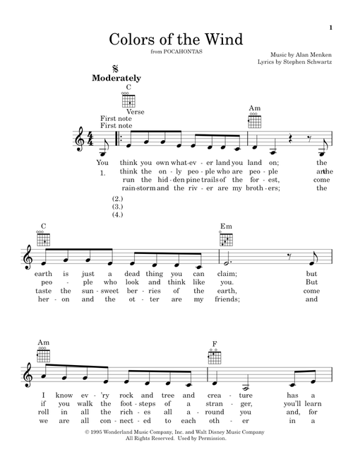 Colors Of The Wind (from Pocahontas) - Vanessa Williams (Ukulele)