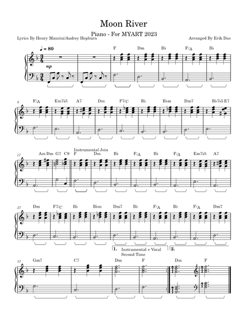 Moon river – Audrey Hepburn - Piano