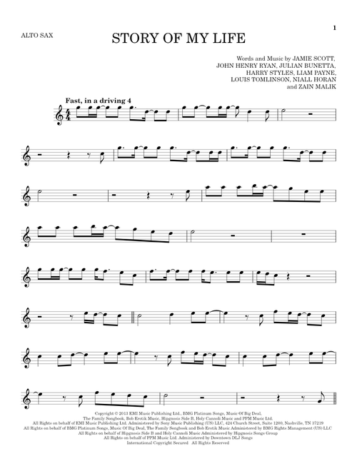 Story Of My Life - One Direction (Alto Sax Solo)