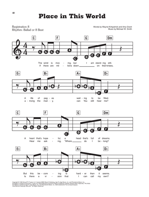 Place In This World - Michael W Smith (E-Z Play Today)