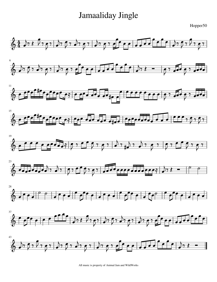 Jamaaliday Jingle Sheet music for Piano (Solo) Jamaaliday Jingle Sheet music for Piano (Solo)