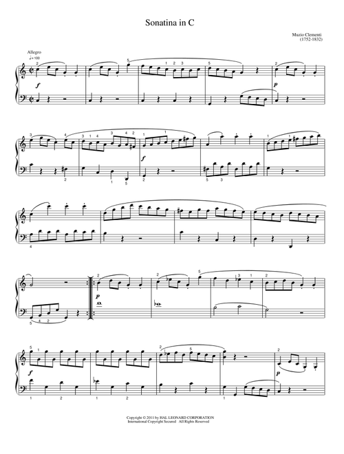 Sonatina in C - Jean T Latour (Easy Piano)