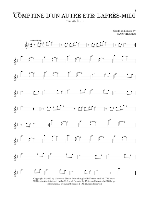 Comptine d'un autre été: L'après-midi (from Amelie) - Yann Tiersen (Flute Solo)