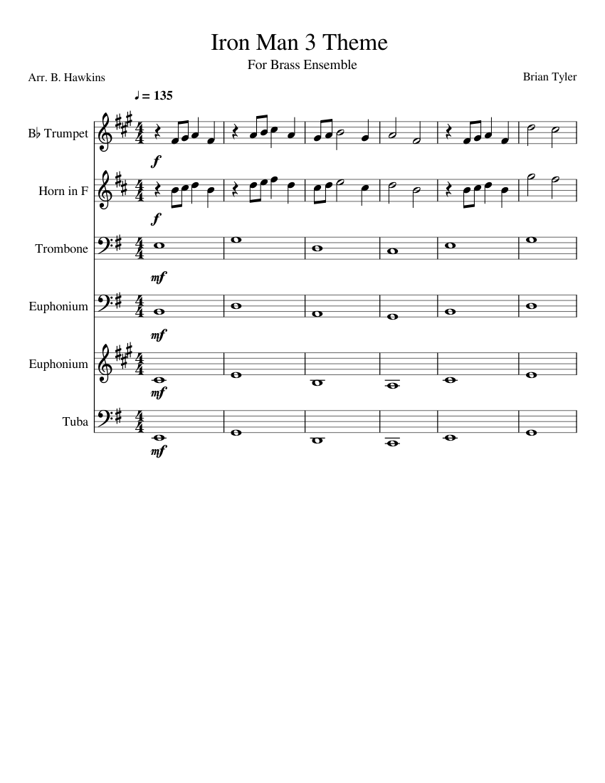 Iron Man 3 Theme Sheet Music For Trombone Euphonium Tuba Trumpet In iron-man-3-theme-sheet-music-for-trombone-euphonium-tuba-trumpet-in