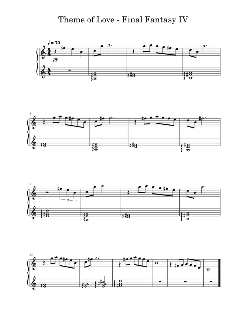 愛のテーマ（植松伸夫） 楽譜 ピアノ (ソロ) easy | MuseScore.com