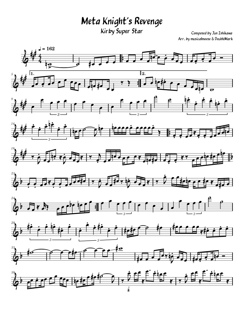 Meta knight's Revenge – Jun Ishikawa Meta Knight's Revenge Sheet music ...