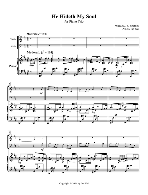He Hideth My Soul for Piano Trio (Arr. Ian Wei) - William J. Kirkpatrick (String Ensemble)