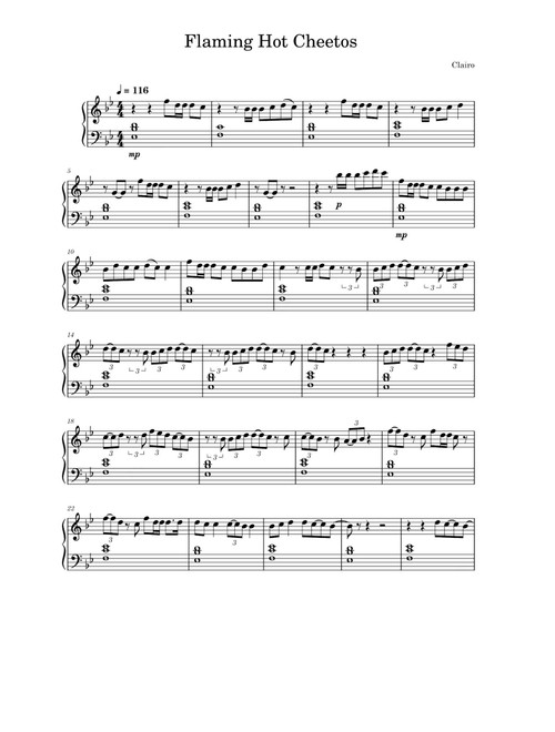 Flaming Hot Cheetos (Arr. Clairo) - Claire Cottrill (Piano Solo)