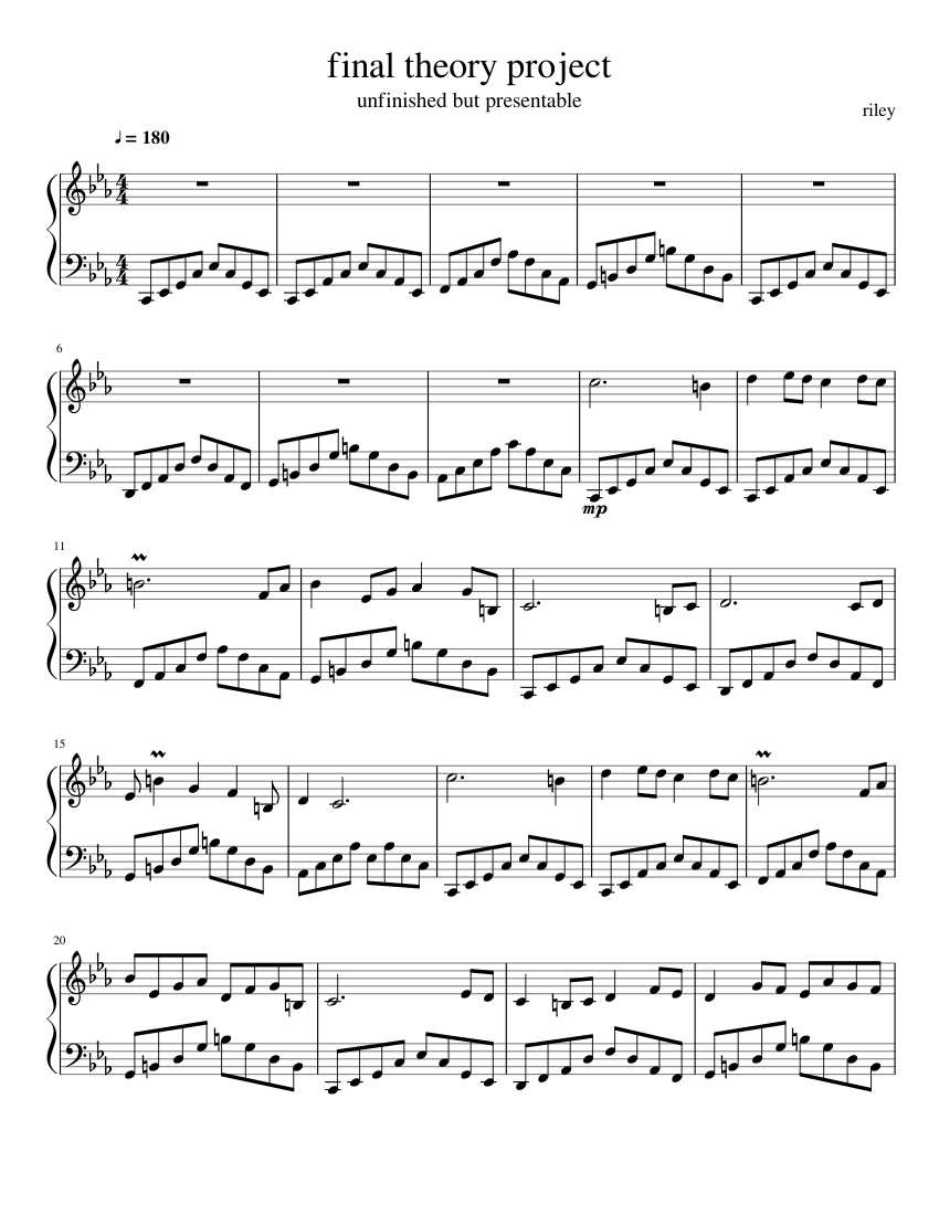 music theory final Sheet Music for Piano (Solo) easy | MuseScore.com