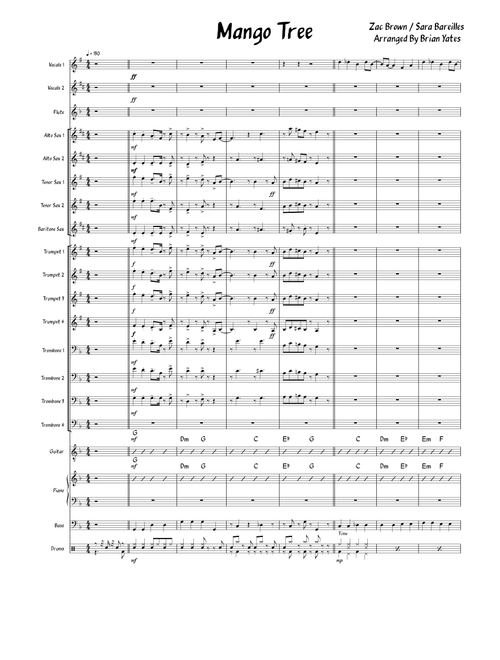 Mango tree for big band with vocals – Zac Brown Band