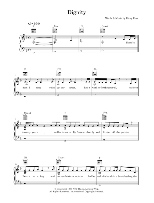 Dignity - Deacon Blue (Piano-Vocal-Guitar (Piano Accompaniment))
