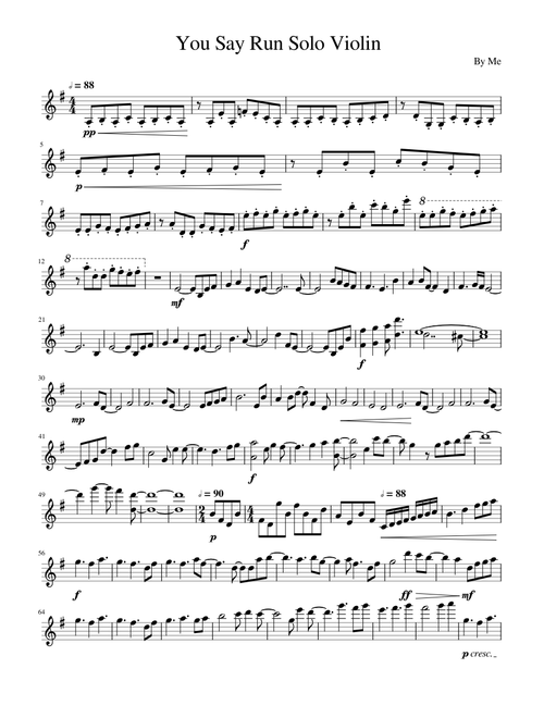 You Say Run Solo Violin (1 treble Clef)