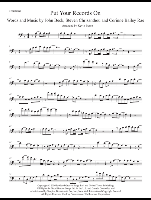 Put Your Records On (Arr. Kevin Busse) - Corinne Bailey Rae (Trombone Solo)