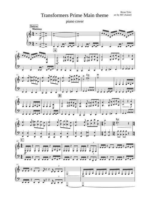 Transformers Prime – Brian Tyler Transformers Prime Main theme – Piano