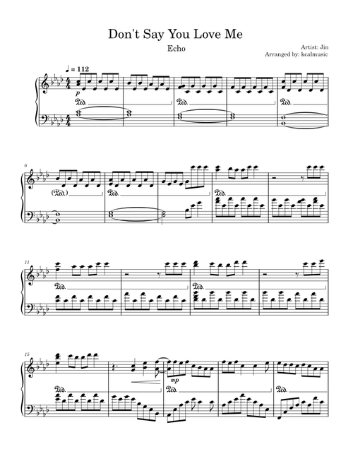 Don't Say You Love Me - Jin (Piano Arr.)