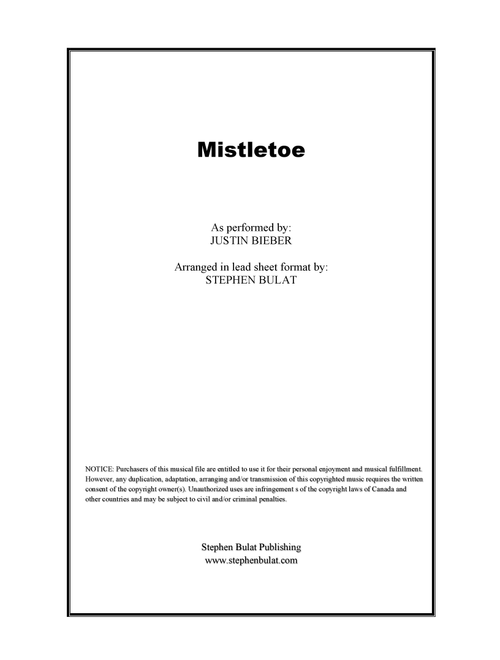 Mistletoe (Arr. Stephen Bulat) - Justin Bieber (Large Ensemble)
