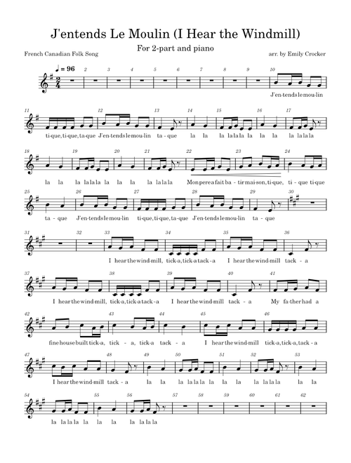 J'entends Le Moulin (I Hear the Windmill) –Emily Crocker-Part 1 with Metronome – blairmthompson – blairmthompson