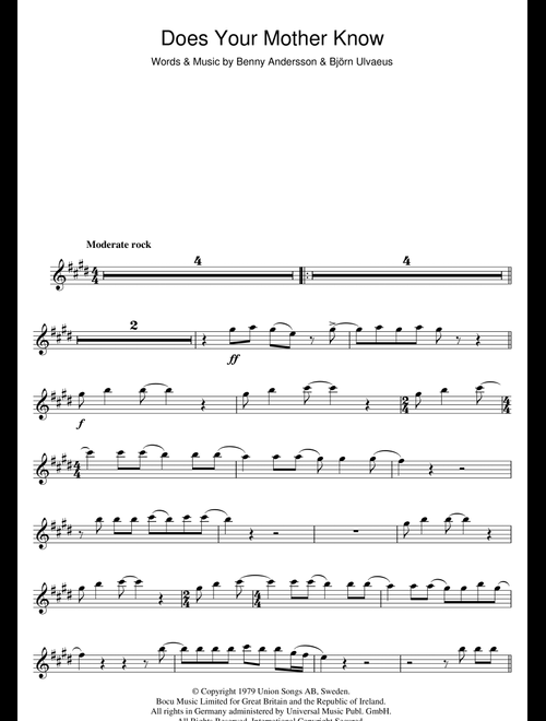 Does Your Mother Know - ABBA (Lead Sheet - Fake Book)