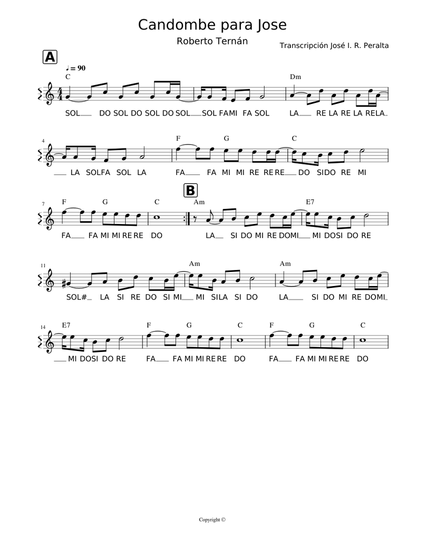 Candombe para Jose Sheet Music with Chords for Piano (Solo) | MuseScore.com