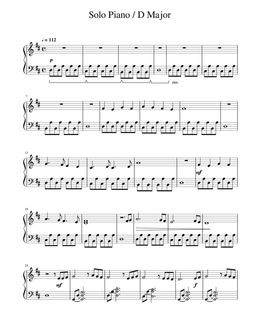 Piano Solo in D Major Sheet music for Piano (Solo) | Musescore.com