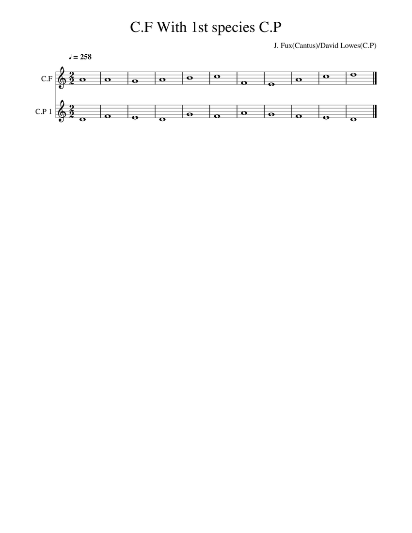 Counterpoint Excersise 1a Sheet music for Flute other (Woodwind Duet) | Musescore.com Counterpoint Excersise 1a