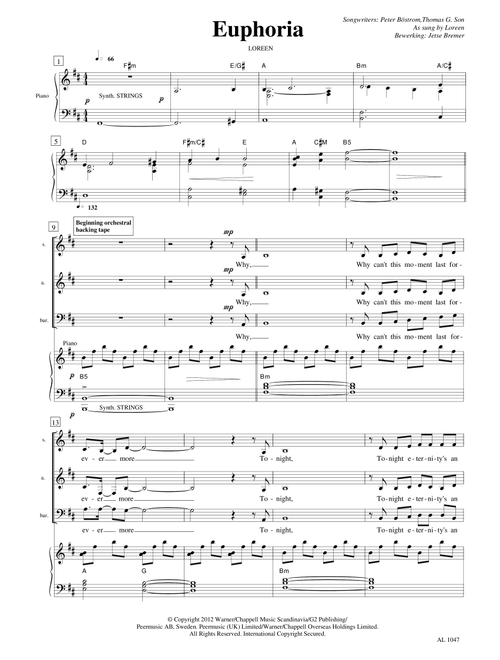 Euphoria (Arr. Jetse Bremer) - Loreen (Choral, SAB)