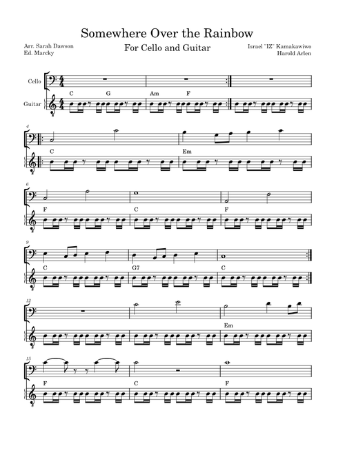 Somewhere Over the Rainbow (Cello-Guitar Duet)