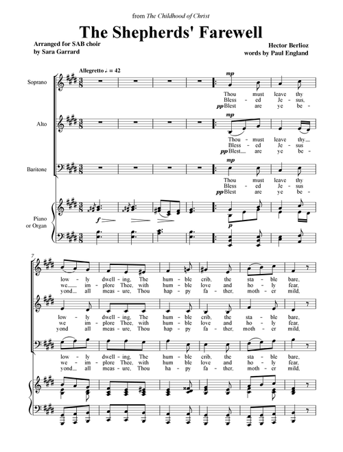 The Shepherds' Farewell (SAB version) (Arr. Sara Garrard) - Hector Berlioz (Choral, SAB)