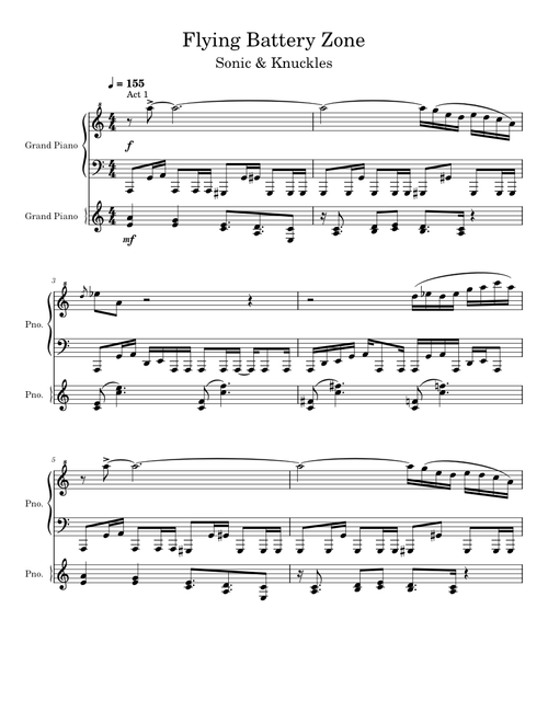 Flying Battery Zone (Acts 1+2) - Sonic 3 & Knuckles (Piano)