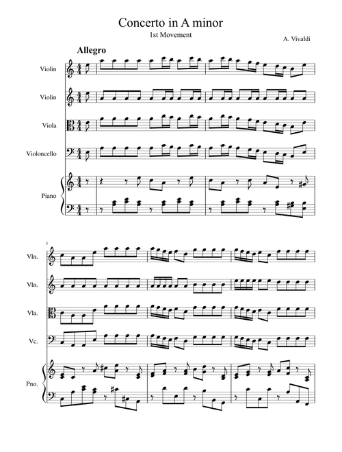 Vivaldi Concerto in A Minor Excerpt for String Orchestra