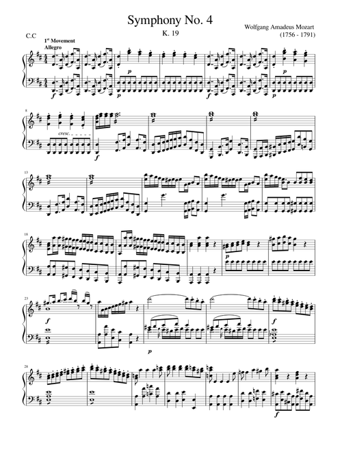 Symphony No.4 in D major, K.19 – Wolfgang Amadeus Mozart