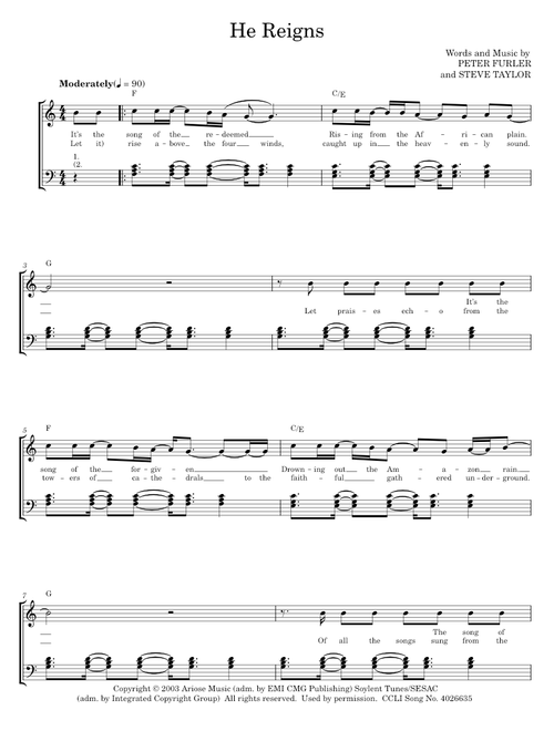 He reigns - Newsboys (Piano-Vocal-Guitar)