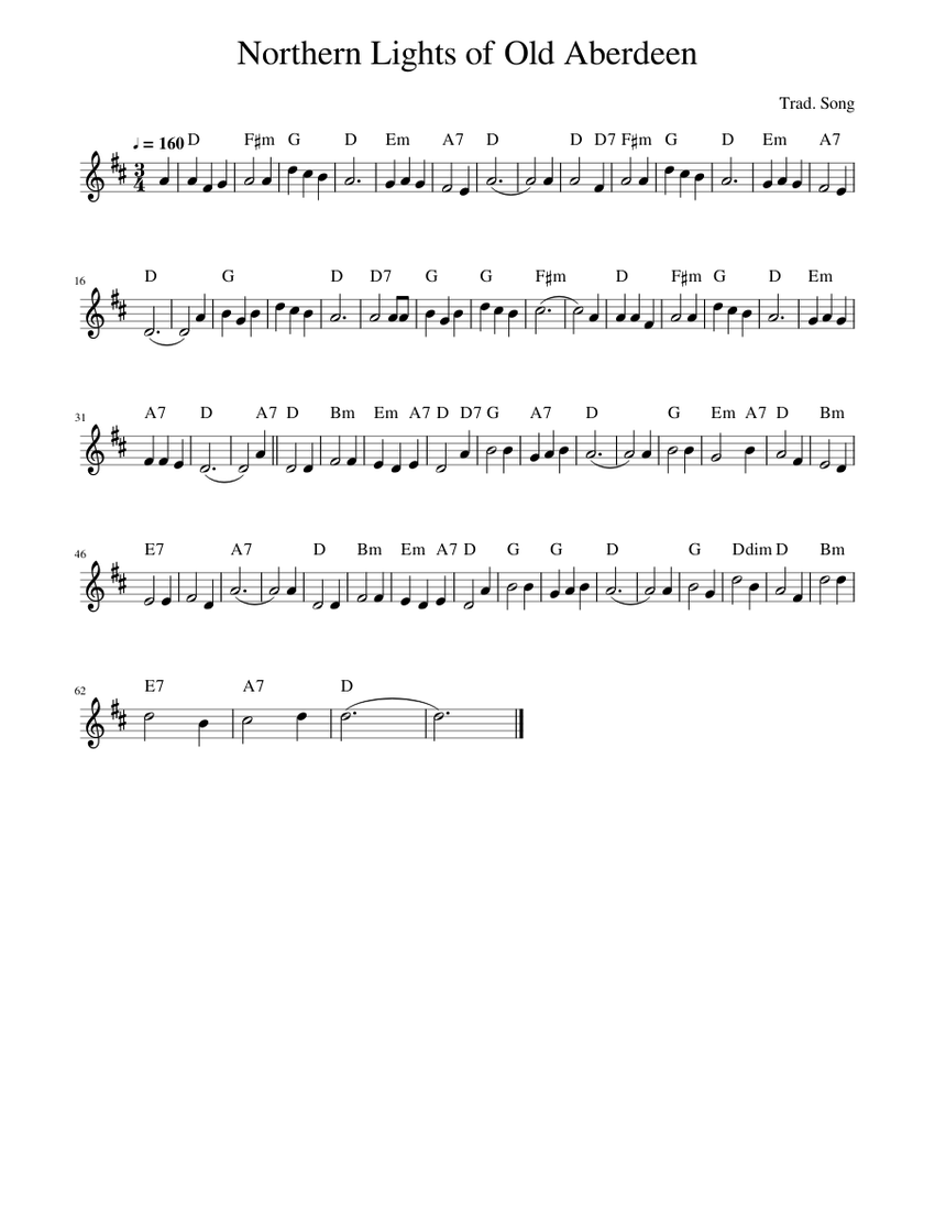 Traditional music Northern Lights of Old Aberdeen Sheet music for Piano (Solo)