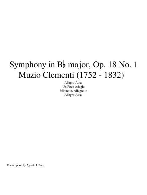 Clementi Op. 18 No. 1 - Symphony in B flat major