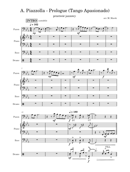 Prologue (Tango Apasionado) – Astor Piazzolla (for jazz quartet with trombone)
