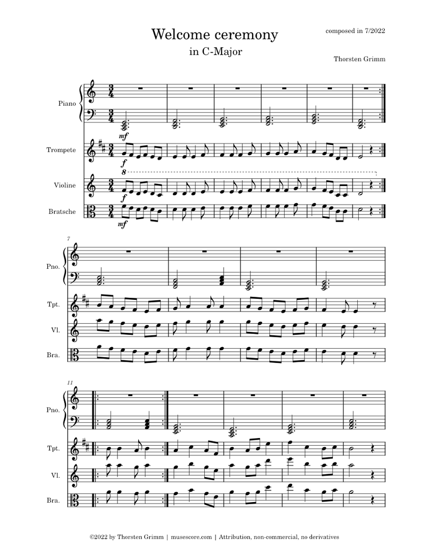 ceremony Sheet music for Piano, Violin, Viola, Trumpet other