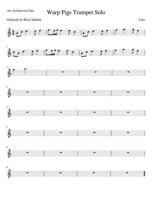 Cake/Black Sabbath War Pigs Trumpet Solo