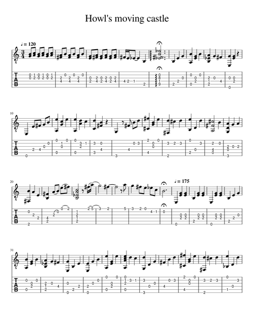 Howl's moving castle - Guitar